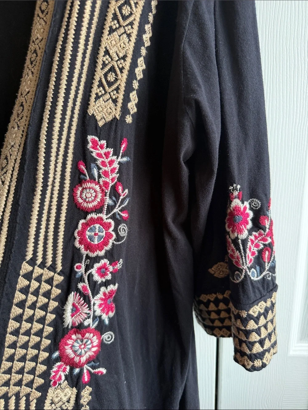 Johnny Was Black Embroidered Open Cardigan - Picture 2 of 7